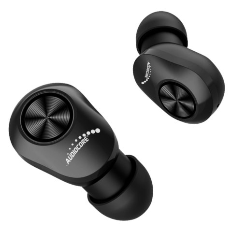 Słuchawki z mikrofonem Audiocore AC580 douszne TWS BT 5.1 30mAh, baza do ładowania 300mAh, czarne Słuchawki z mikrofonem Audiocore AC580 douszne TWS BT 5.1 30mAh, baza do ładowania 300mAh, czarne
