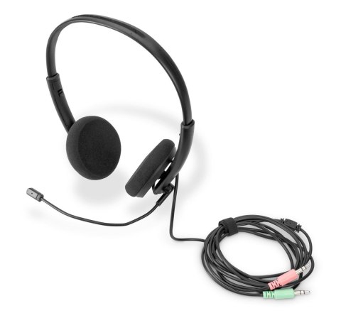 Słuchawki z mikrofonem DIGITUS 2x mini jack 3,5mm, redukcja szumów, kabel 1,95m Słuchawki z mikrofonem DIGITUS 2x mini jack 3,5mm, redukcja szumów, kabel 1,95m