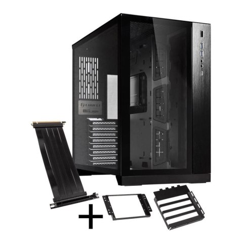 Obudowa Lian Li O11DX E-ATX Midi Tower bez zasilacza z oknem czarna + O11D-1X-4 Riser Card Obudowa Lian Li O11DX E-ATX Midi Tower bez zasilacza z oknem czarna + O11D-1X-4 Riser Card