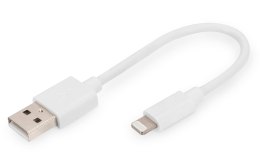 Kabel DIGITUS do transmisji danych/ładowania USB-A/Lightning MFI 0,15m biały