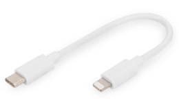 Kabel DIGITUS do transmisji danych/ładowania USB-C/Lightning MFI 0,15m biały