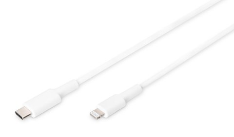 Kabel DIGITUS do transmisji danych/ładowania USB-C/Lightning MFI 1m biały Kabel DIGITUS do transmisji danych/ładowania USB-C/Lightning MFI 1m biały
