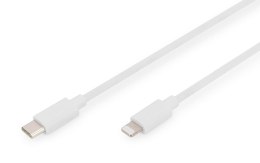 Kabel DIGITUS do transmisji danych/ładowania USB-C/Lightning MFI 2m biały