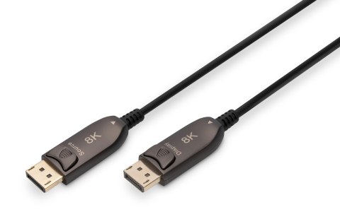Kabel DIGITUS połączeniowy hybrydowy AOC DisplayPort 1.4 8K60Hz UHD DP/DP M/M czarny 15m Kabel DIGITUS połączeniowy hybrydowy AOC DisplayPort 1.4 8K60Hz UHD DP/DP M/M czarny 15m