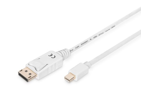 Kabel DisplayPort DIGITUS DP/M-DPmini /M, 1.1a biały, 2m Kabel DisplayPort DIGITUS DP/M-DPmini /M, 1.1a biały, 2m