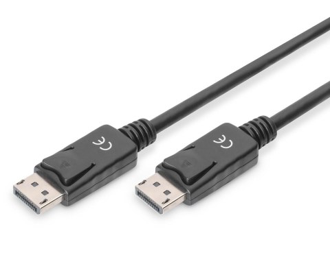 Kabel DisplayPort DIGITUS z zatrzaskami 1080p 60Hz FHD Typ DP/DP M/M czarny 15m Kabel DisplayPort DIGITUS z zatrzaskami 1080p 60Hz FHD Typ DP/DP M/M czarny 15m