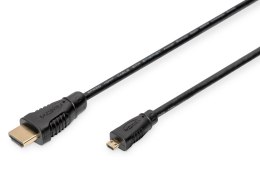 Kabel HDMI 1.4 DIGITUS High Speed Ethernet 1080p60Hz Micro HDMI D/HDMI A M/M czarny 1m