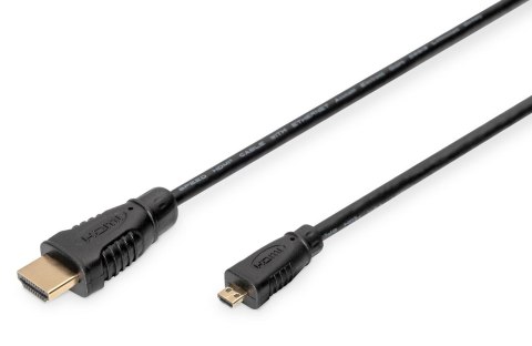 Kabel HDMI 1.4 DIGITUS High Speed Ethernet 1080p60Hz Micro HDMI D/HDMI A M/M czarny 1m Kabel HDMI 1.4 DIGITUS High Speed Ethernet 1080p60Hz Micro HDMI D/HDMI A M/M czarny 1m