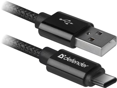 Kabel USB Defender AM-TYPE C 1m 2,1A czarny Kabel USB Defender AM-TYPE C 1m 2,1A czarny