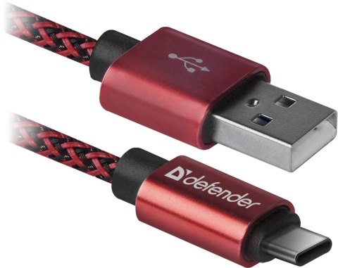 Kabel USB Defender AM-TYPE C 1m 2,1A czerwony Kabel USB Defender AM-TYPE C 1m 2,1A czerwony