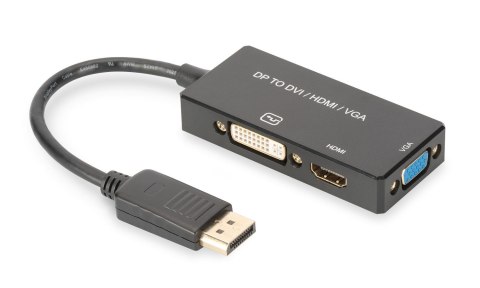 Kabel adapter DIGITUS 3w1 DisplayPort 4K 30Hz/1080p 60Hz DP / HDMI(UHD)+DVI-I+VGA (FHD) M/Ż 0,2m Kabel adapter DIGITUS 3w1 DisplayPort 4K 30Hz/1080p 60Hz DP / HDMI(UHD)+DVI-I+VGA (FHD) M/Ż 0,2m