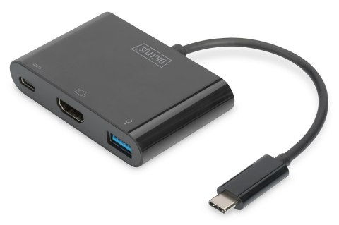 Kabel adapter DIGITUS 3w1 HDMI 4K 30Hz UHD 1xUSB Typ C PD 1xUSB A na USB 3.1 Typ C czarny Kabel adapter DIGITUS 3w1 HDMI 4K 30Hz UHD 1xUSB Typ C PD 1xUSB A na USB 3.1 Typ C czarny