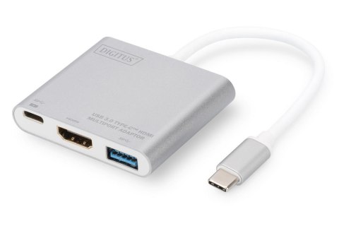 Kabel adapter DIGITUS 3w1 HDMI 4K 30Hz UHD USB Typ C PD USB A 3.0 na USB Typ C aluminiowy Kabel adapter DIGITUS 3w1 HDMI 4K 30Hz UHD USB Typ C PD USB A 3.0 na USB Typ C aluminiowy
