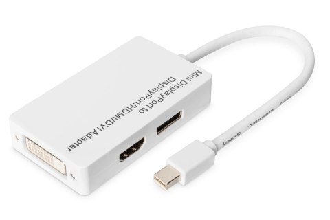 Kabel adapter DIGITUS 3w1 mini DisplayPort 1080p 60Hz FHD Typ miniDP/DP+HDMI+DVI-D M/Ż biały 0,15m Kabel adapter DIGITUS 3w1 mini DisplayPort 1080p 60Hz FHD Typ miniDP/DP+HDMI+DVI-D M/Ż biały 0,15m