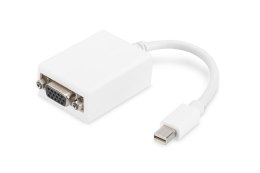 Kabel adapter DIGITUS DisplayPort 1080p 60Hz FHD Typ miniDP/DSUB15 M/Ż biały 0.15m