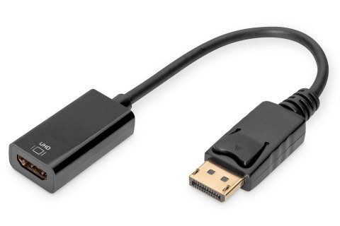 Kabel adapter DIGITUS DisplayPort z zatrzaskiem 4K 60Hz UHD Typ DP/HDMI A M/Ż czarny 0,2m Kabel adapter DIGITUS DisplayPort z zatrzaskiem 4K 60Hz UHD Typ DP/HDMI A M/Ż czarny 0,2m