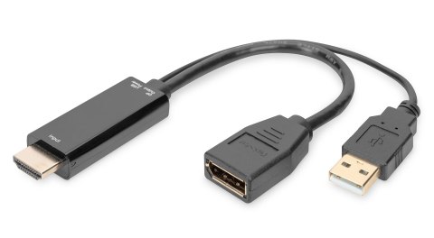 Kabel adapter DIGITUS HDMI 4K 30Hz na DisplayPort i USB A, 0,2m Kabel adapter DIGITUS HDMI 4K 30Hz na DisplayPort i USB A, 0,2m