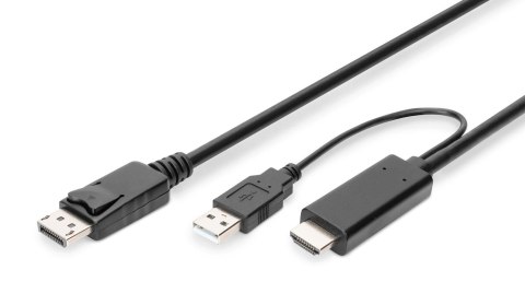 Kabel adapter DIGITUS HDMI 4K 30Hz zasilanie USB A na DisplayPort 2m Kabel adapter DIGITUS HDMI 4K 30Hz zasilanie USB A na DisplayPort 2m