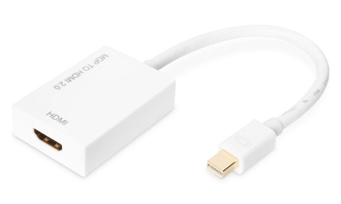 Kabel adapter DIGITUS Mini Displayport 4K 60Hz Typ mDP/HDMI M/Ż aktywny biały 0.2m Kabel adapter DIGITUS Mini Displayport 4K 60Hz Typ mDP/HDMI M/Ż aktywny biały 0.2m