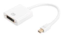 Kabel adapter DIGITUS mini DisplayPort 1080p 60Hz FHD Typ miniDP/DVI-I (24+5) M/Ż biały 0.15m