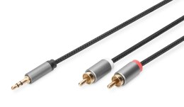 Kabel adapter audio DIGITUS PREMIUM MiniJack/Cinch Stereo Typ 3.5mm/2xRCA M/M nylon 1,8m