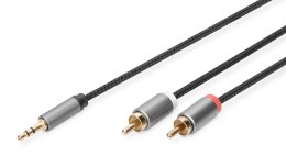 Kabel adapter audio DIGITUS PREMIUM MiniJack/Cinch Stereo Typ 3.5mm/2xRCA M/M nylon 1m