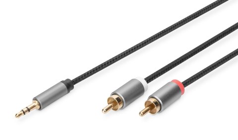Kabel adapter audio DIGITUS PREMIUM MiniJack/Cinch Stereo Typ 3.5mm/2xRCA M/M nylon 3m