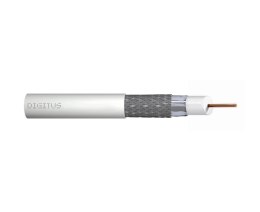 Kabel koncentryczny DIGITUS RG-6, 75 Ohm, ekran (folia + oplot 77%), Eca, PVC, 500m, biały, szpula