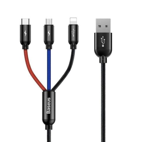 Kabel przewód USB 3w1 - USB-C, Lightning, micro USB 120cm Baseus CAMLT-BSY01 do 3.5A Kabel przewód USB 3w1 - USB-C, Lightning, micro USB 120cm Baseus CAMLT-BSY01 do 3.5A