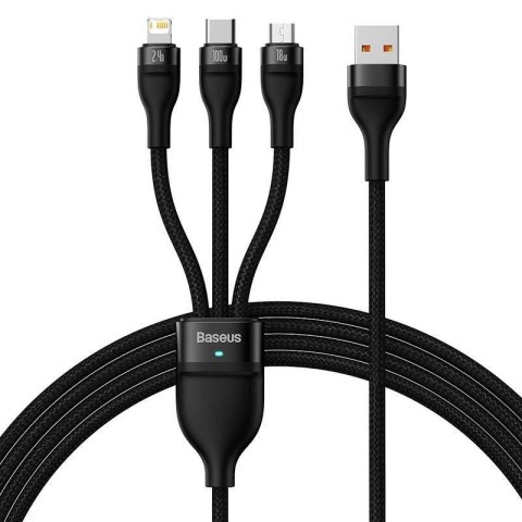 Kabel przewód USB 3w1 - USB-C, micro USB, Lightning 120cm Baseus CASS030001 Kabel przewód USB 3w1 - USB-C, micro USB, Lightning 120cm Baseus CASS030001