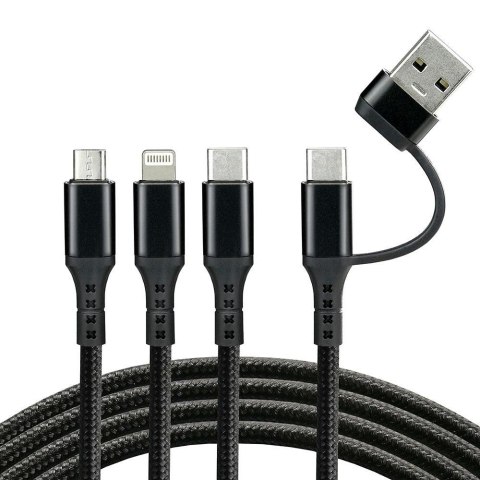 Kabel przewód USB-C / USB 3w1 - USB-C, Lightning, micro USB 120cm everActive CBB-1.2ALL do 3A Kabel przewód USB-C / USB 3w1 - USB-C, Lightning, micro USB 120cm everActive CBB-1.2ALL do 3A