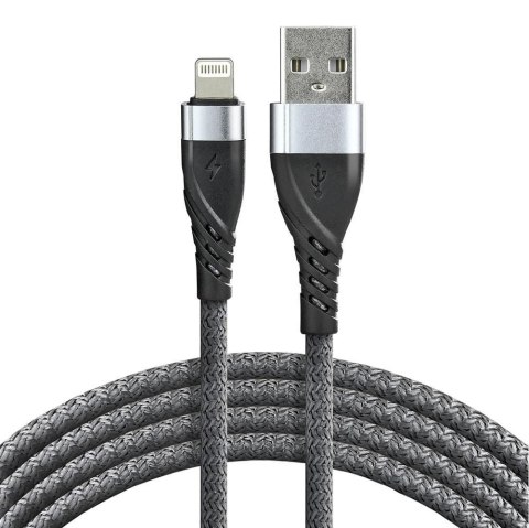 Kabel przewód pleciony USB - Lightning / iPhone everActive CBB-2IG 200cm z obsługą szybkiego ładowania do 2,4A szary Kabel przewód pleciony USB - Lightning / iPhone everActive CBB-2IG 200cm z obsługą szybkiego ładowania do 2,4A szary