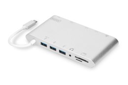 Stacja dokująca DIGITUS USB Typ C, 11-portów, Dual Monitor, 4K 30Hz, aluminiowa