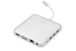 Stacja dokująca DIGITUS USB Typ C, 11-portów, Dual Monitor, aluminiowa, srebrna