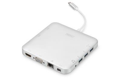 Stacja dokująca DIGITUS USB Typ C, 11-portów, Dual Monitor, aluminiowa, srebrna Stacja dokująca DIGITUS USB Typ C, 11-portów, Dual Monitor, aluminiowa, srebrna