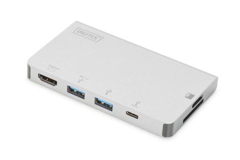 Stacja dokująca podróżna DIGITUS USB Typ C, 6-portów 4K 30Hz, HQ, aluminiowa, srebrna Stacja dokująca podróżna DIGITUS USB Typ C, 6-portów 4K 30Hz, HQ, aluminiowa, srebrna
