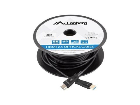 Kabel HDMI Lanberg M/M v2.1 20m 8K czarny optyczny AOC Kabel HDMI Lanberg M/M v2.1 20m 8K czarny optyczny AOC