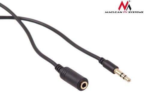 Kabel audio Maclean MCTV-821 miniJack 3,5mm (M) - miniJack 3,5mm (F), 5m, metalowy wtyk, czarny Kabel audio Maclean MCTV-821 miniJack 3,5mm (M) - miniJack 3,5mm (F), 5m, metalowy wtyk, czarny
