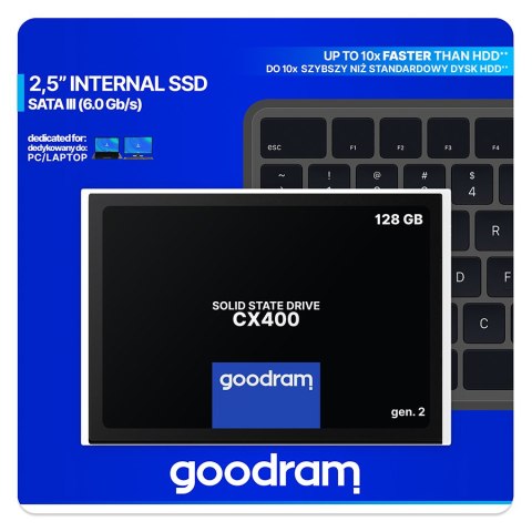Dysk SSD GOODRAM SSDPR-CX400-128-G2 CX400 gen. 2 (2.5″ /128 GB /SATA III (6 Gb/s) /550MB/s /460MB/s)