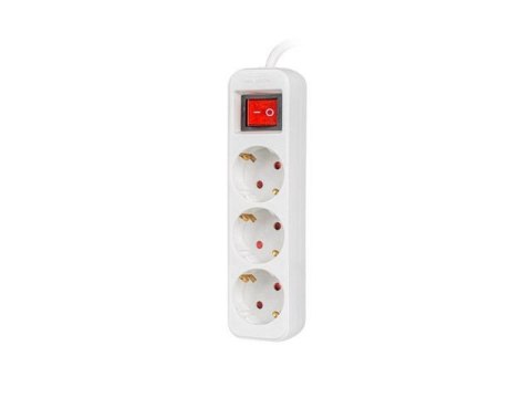 Listwa przedłużacz Lanberg 1,5m biała 3x 230V Schuko z wyłącznikiem, kabel wykonany z pełnej miedzi Listwa przedłużacz Lanberg 1,5m biała 3x 230V Schuko z wyłącznikiem, kabel wykonany z pełnej miedzi