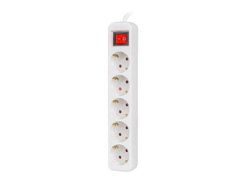 Listwa przedłużacz Lanberg 1,5m biała 5x 230V Schuko z wyłącznikiem, kabel wykonany z pełnej miedzi Listwa przedłużacz Lanberg 1,5m biała 5x 230V Schuko z wyłącznikiem, kabel wykonany z pełnej miedzi