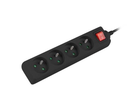 Listwa przedłużacz Lanberg 1,5m czarna 4x 230V PL, z wyłącznikiem, kabel wykonany z pełnej miedzi Listwa przedłużacz Lanberg 1,5m czarna 4x 230V PL, z wyłącznikiem, kabel wykonany z pełnej miedzi