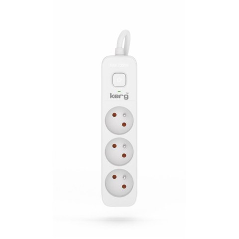 Przedłużacz KERG z wyłącznikiem M02380 3-gniazdowy 3m 3×1,5mm2 H05VV-F 16A/250V biały Przedłużacz KERG z wyłącznikiem M02380 3-gniazdowy 3m 3×1,5mm2 H05VV-F 16A/250V biały