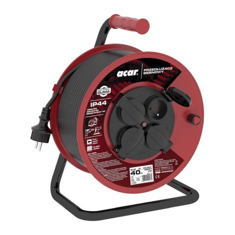 Przedłużacz bębnowy Acar IP44 PZ-4Z/ST 3G2.5 40m czarny Przedłużacz bębnowy Acar IP44 PZ-4Z/ST 3G2.5 40m czarny