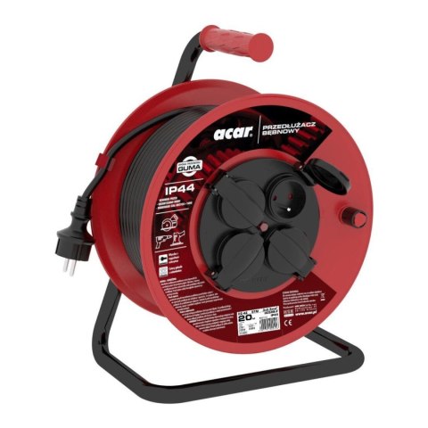 Przedłużacz bębnowy Acar IP44 PZ-4Z/STM 3G2.5 20m czarny Przedłużacz bębnowy Acar IP44 PZ-4Z/STM 3G2.5 20m czarny