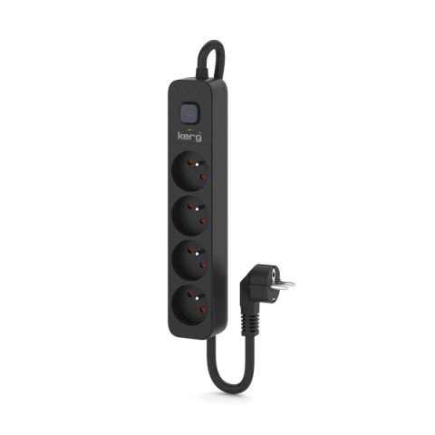 Urządzenie zasilające zabezpieczające KERG z wyłącznikiem 4 gniazda czarne 1,5m 16A H05VV-F 3x1,5mm2 Urządzenie zasilające zabezpieczające KERG z wyłącznikiem 4 gniazda czarne 1,5m 16A H05VV-F 3x1,5mm2