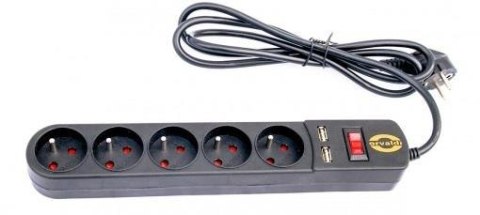 Listwa zasilająca przeciwprzepięciowa ORVALDI ORV-5 5m z ładowarką USB Listwa zasilająca przeciwprzepięciowa ORVALDI ORV-5 5m z ładowarką USB