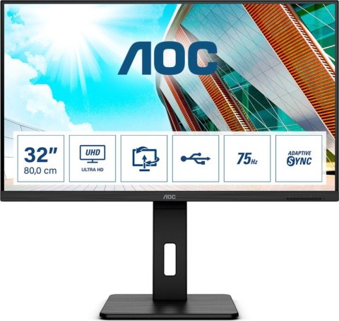 Monitor AOC 31,5" U32P2 2xHDMI DP 4xUSB 3.1 głośniki Monitor AOC 31,5" U32P2 2xHDMI DP 4xUSB 3.1 głośniki