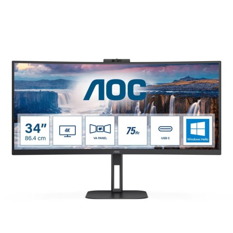 Monitor AOC 34" CU34V5CW/BK HDMI DP USB-C głośniki Monitor AOC 34" CU34V5CW/BK HDMI DP USB-C głośniki