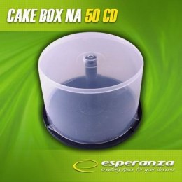 Pudełko Esperanza Cake Box na 50 CD pakowane w kartonie bezbarwne